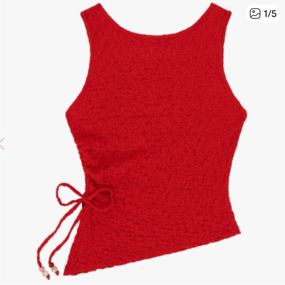 Erin Tank Lisa Says Gah - red pepper - crinkle fabric